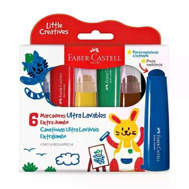 Imagem de Canetinhas Ultra Laváveis Extrajumbo 6 Cores Faber-castell