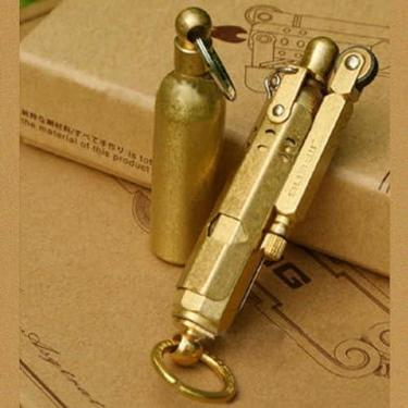 Imagem de Isqueiro de trincheira feito à mão, Primeira Guerra Mundial, à prova de vento, vintage de querosene e garrafa de combustível de latão de cobre, presente para homens, pai, marido, avós
