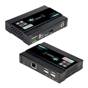 Imagem de Basicolor Extensor Usb Hdmi Kvm 4K @ 60Hz Extensor Kvm Sobre Cat5E / Cat6 Até 60M (196 Pés), 4 Portas Usb, Latência Sem Perdas Ou Zero, Ligar e Usar (Extensor Kvm Ponto A Ponto)