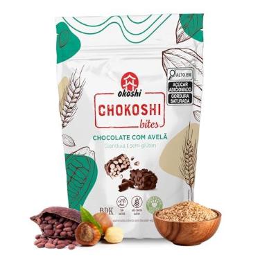 Imagem de OKOSHI - Chokoshi Bites Gianduia - Arroz Caramelizado com Cacau e Avelã, Snacks Saudáveis de Baixa Caloria, Lanches Fit para a Dieta - Vegano, Sem Glúten, Sem Lactose, Sem Gordura Trans, Kosher - 50g