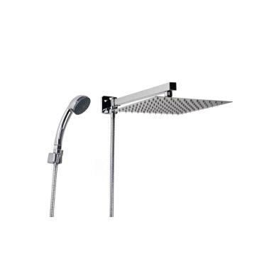 Imagem de Ducha Inox 25x25 cm Cromado Quadrado de Parede com Desviador e Duchinh