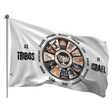 Imagem de Bandeira as Doze Tribos de Israel Uma Face Estampada Tamanho 70x100cm 