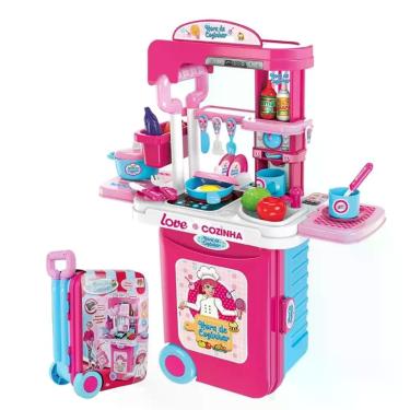 Imagem de Cozinha Infantil 3 Em 1 Com Mala De Viagem Brinquedo Meninas - Dm Toys