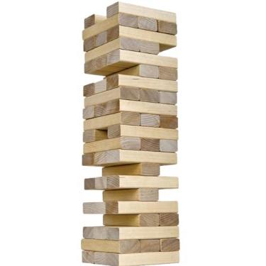 Imagem de Caiu Perdeu Jogo Pais e Filhos Em Madeira de Reflorestamento 54 Peças Torre Maluca Equilibrio Diversão Idade Mínima Recomendada 6 anos EDKAZA