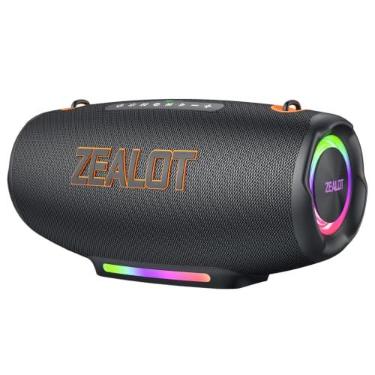 Imagem de ZEALOT Alto-falante Bluetooth sem fio com graves profundos e som estéreo: chip de áudio DSP, à prova d'água IPX7, design esferoide prolate – ótimo para garagem, viagens, acampamento