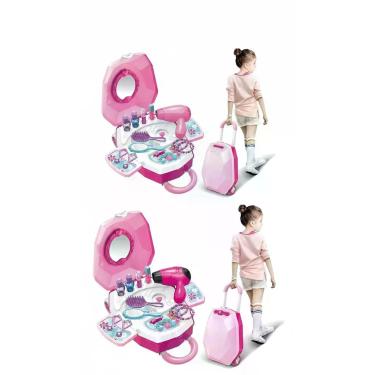 Imagem de Maleta De Beleza Infantil 2 Em 1 Penteadeira - Dm T Rosa - DM Toys