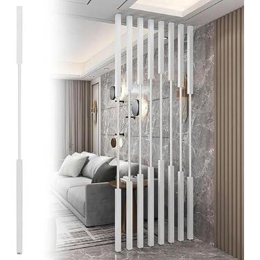 Imagem de Divisória de parede oca decorativa do chão ao teto, separador de quarto de metal branco para estúdio/porta/escritório, 1/2/3/4/5/6/7/8/9/10 pés de altura
