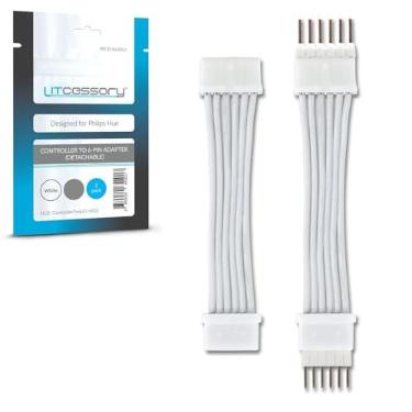 Imagem de Litcessory Controlador para adaptador de 6 pinos para Philips Hue/Solo Lightstrip (versão destacável, branco - MICRO 6-PIN V4 / Solo Lightstrip)