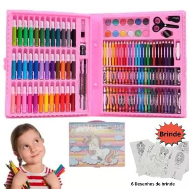 Imagem de Estojo Escolar Infantil Pintura 150 Peças Pintar Desenhar Fichario - F