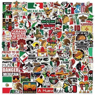 Imagem de Pacote de adesivos com tema do México, 100 unidades  Vinil à prova d'á