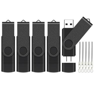Imagem de Pen Drive USB EASTBULL 32 GB, pacote com 5 unidades, USB-C OTG, USB 2.