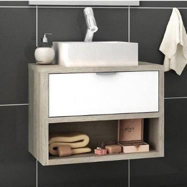 Imagem de Gabinete para Banheiro 1 Gaveta 60cm sem Cuba Malta Móveis Bosi Barrique/branco