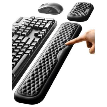 Imagem de Vaydeer Descanso de pulso para teclado e mouse, almofada ergonômica de suporte de pulso para computador, almofada de braço de espuma viscoelástica macia para mesa