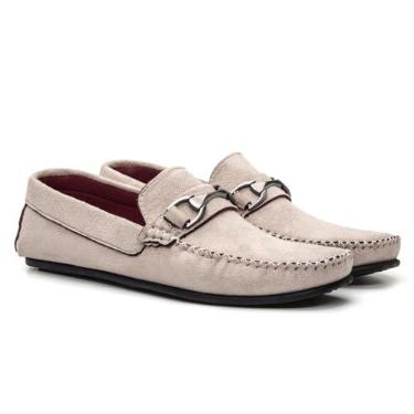 Imagem de Mocassim Masculino Casual Dockside em Camurça com Fivela (Branco, BR, Adulto, Numérico, 41)