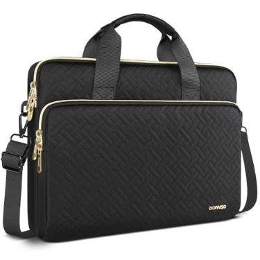 Imagem de DOMISO Capa para laptop de 14 polegadas resistente à água com alças de ombro removíveis para notebook HP, Dell, Asus, preta