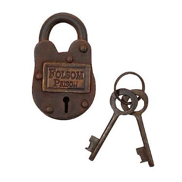 Imagem de Cadeado Prison Lock com acabamento antigo com chaves Folsom Prison
