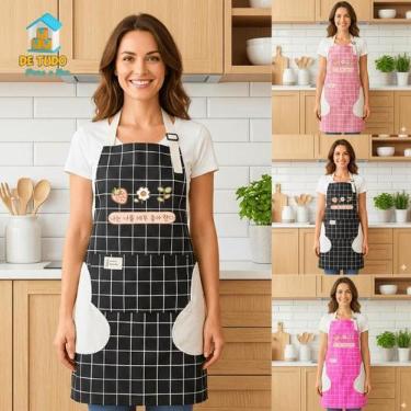 Imagem de Avental Cozinha Multiuso Ajustável Bolso Alça À Prova D Água Impermeáv