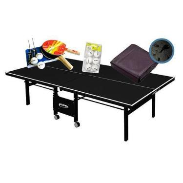Imagem de MESA PING PONG 1084 PRETA KLOPF + KIT 5030 + 6 Bol B + Capa Mesa Fecha
