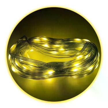 Imagem de Led Pisca Linha Com 30 Metros Lâmpadas Tomada 8 Modos Natal Ano Novo Amarelo