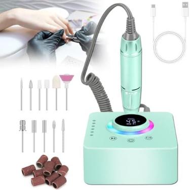 Imagem de Máquina de lixar unhas recarregável de 45.000 RPM, polidor de esmaltes, lixadeira elétrica de manicure, ferramentas de salão de baixo ruído, bateria grande de 14,8 Wh