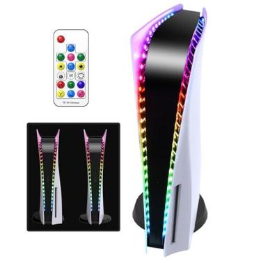 Imagem de Faixa de luz LED para PS5/PS5 Pro/PS5 Slim, fita de LED RGB 7 cores 358 efeitos, adesivo de fita de luz flexível com controle remoto IR para PS5/PS5 Pro/PS5 Slim, acessórios de decoração de LED para