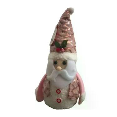Imagem de Papai noel ou pinguin xadrez rosa c/ led a bateria 25x12cm - Rio Maste