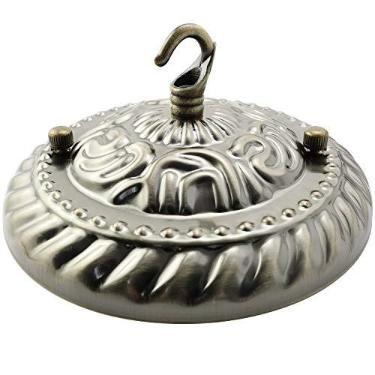 Imagem de ZYAMY Base de lâmpada de placa de luz de teto com gancho de abertura e acessórios de iluminação pendente em relevo com parafuso correspondente para luminária pendente ou lustre, bronze antigo