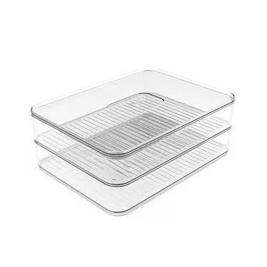 Imagem de Porta Frios Duplo Transparente Organizador Clear Fresh Porta Queijo E Presunto OU