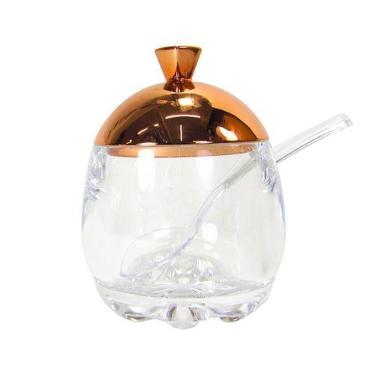 Imagem de Açucareiro acrílico transparente com colher e tampa 7cm - Megagift