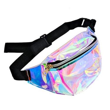 Imagem de Pochete holográfica transparente, bolsa de cintura iridescente moderna, bolsa esportiva de viagem para corrida, praia, shows, jogos, festivais