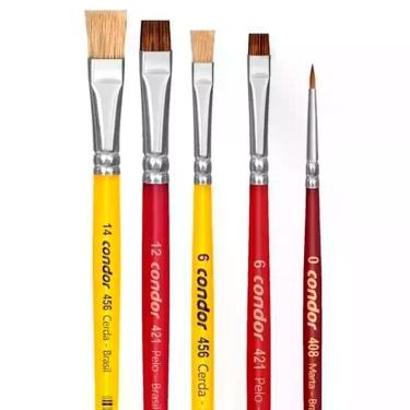 Imagem de Conjunto Pincéis Condor Pintura Artística Tela - 5 peças