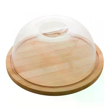 Imagem de Queijeira 18,5cm X 18,5cm X 8cm De Bambu Com Tampa Em Plástico - Lyor