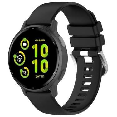 Imagem de AWADUO Compatível com Garmin Approach S50/D2 Air X10/Bounce/Vivoactive 5, pulseira de substituição para relógio de pulso de 20 mm, macia e durável (preto), One Size, Silicone, Sem Pedra Preciosa