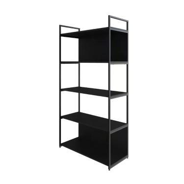 Imagem de Estante C/05 Prateleiras 152x80x33cm C/fundo Yon Preto Tx/est.preta Preto Tx/est.preta