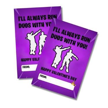 Imagem de Lashicorn Fort Valentines Class Card Exchange for Boys | 30 Pack 4x6” Emote Duos No Build Gamer Skins Cards Battle Squad Royale Crown Win