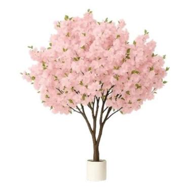 Imagem de Árvore Artificial Cerejeira Rosa Grande Realista Com 2.50m Para Decoração, Plantas Artificiais para Ambientes Internos e Externos, Fácil Montagem, Decoração Elegante.(Com Vaso Decorativo)