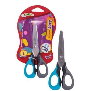Imagem de Tesoura Escolar Infantil soft Cabo Super Macio 1UN - Lyke, Azul