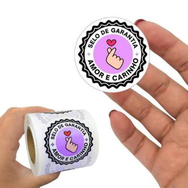 Imagem de 200 Adesivos 4x4 Cm  Selo Amor e Carinho  Roxo - 4Food Print 