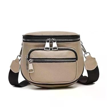Imagem de Bolsa Feminina Transversal Tipo Pochete OEM 116 em Couro Sintético 18x24x8 Bege para Público