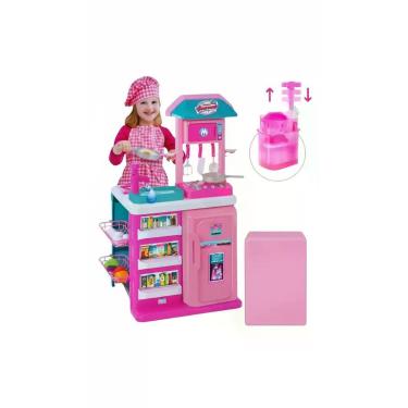 Imagem de Kit Cozinha Completa Brinquedo Grande Sai Agua Infan Rosa - Magic Toys