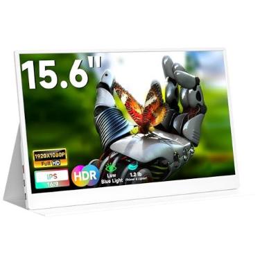 Imagem de QAF Monitor portátil para laptop, 15,6 polegadas FHD 1080P USB-C HDMI 100% sRGB HDR IPS Display, segunda tela de viagem ultrafina compatível com laptop, Mac, PC, telefone, PS5, Xbox Switch