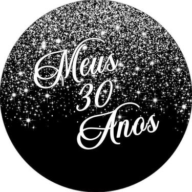Imagem de Painel De Festa Redondo 1,50x1,50 - Efeito Glitter Prata Meus 30 Anos 