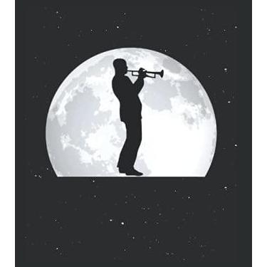 Imagem de Trompetenspieler Notizbuch: Trompete Mond Orchester Trompetist Musiker / 6x9 Zoll / 120 leere Notenblätter Seiten