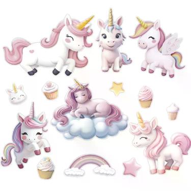 Imagem de Adesivo Papel De Parede Infantil Unicórnios Cupcake Estrela
