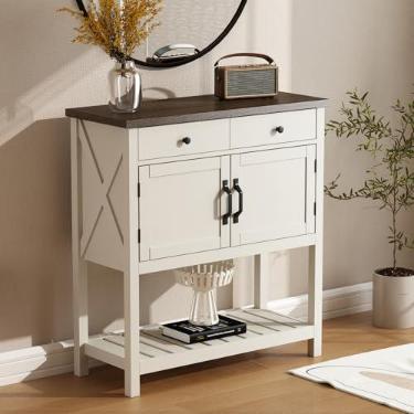 Imagem de ChooChoo Mesa de console Farmhouse, armário de entrada de 85 cm L com gaveta