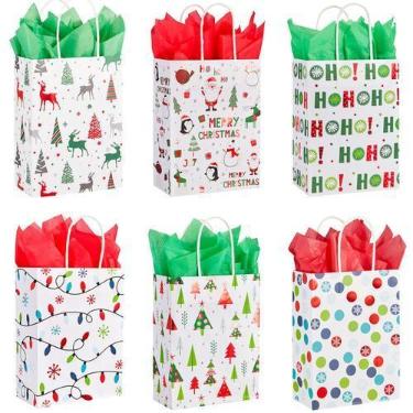 Imagem de Sacos de presente de Natal SUNCOLOR, pacote de 30 com papel de seda
