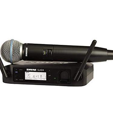 Imagem de Shure Sistema de microfone GLXD24/B58 com receptor GLXD4 e transmissor portátil GLXD2 com cápsula de microfone vocal BETA 58A