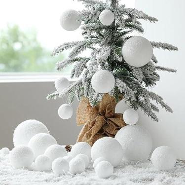 Imagem de 6 unidades/pacote com bolas de neve de espuma branca, enfeites para pendurar em árvore de Natal, vários tamanhos, faça você mesmo, casa, casamento, decoração de festa de Natal, 8 cm