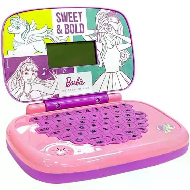 Imagem de Brinquedo Educativo Laptop Infantil Barbie Bilíngue Rosa Candide