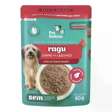 Imagem de Ração Úmida Pet Delícia Natural Sachê Carne e Legumes para Cães 80g 1 Unidade